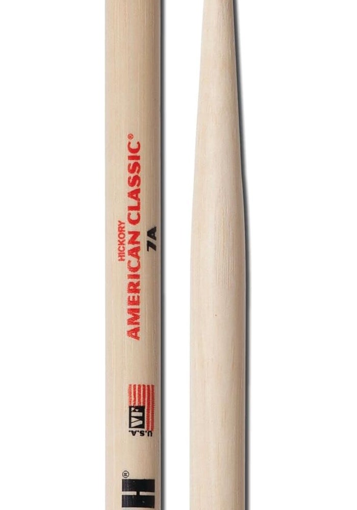 Vic Firth American Classic 7A Drumsticks - Wood Tip, Teardrop Shape, Ideal for Jazz - Image 1